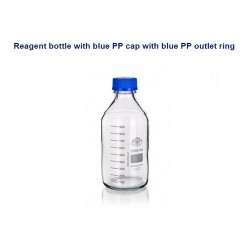 Laboratory square bottle  screw blue cap 0